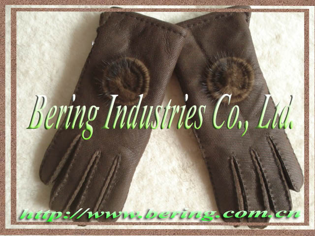 2013 Fashion Mink Flower Hand-Made Geniune Leather Gloves