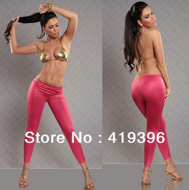 2013 Fashion ML7587 Free Shipping Comfortable to Wear Pink Leather Leggings