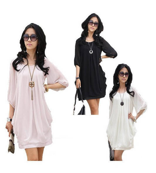 2013 Fashion New ladies' Graceful Gentlewomanly Sleeve High quality Chiffon Dress 4 Size High quality lining Free shipping