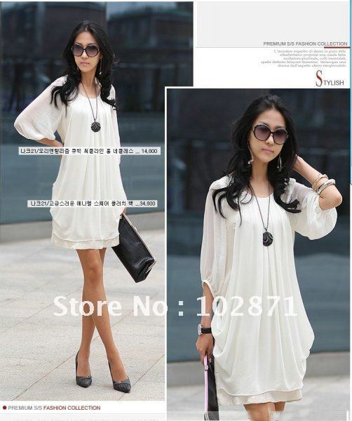 2013 Fashion New ladies' Women Graceful Gentle Bracelet Sleeve Mini Chiffon Dress ,sexy summer dress ,3 Colors ,Free Shipping