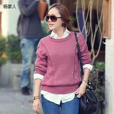 2013 fashion plus size loose unisex wind knitted sweater cutout casual sweater outerwear