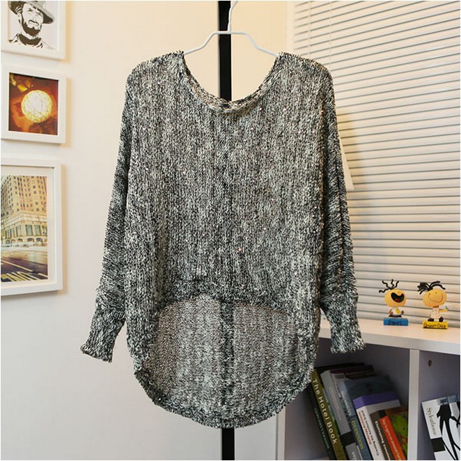 2013 Fashion Pullover Batwing Sweater For Women Sweaters Love Knitwear Bat sleeve Shrug gray