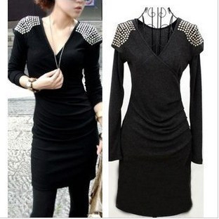 2013 fashion rivet sexy fashion slim dress, punk style dress