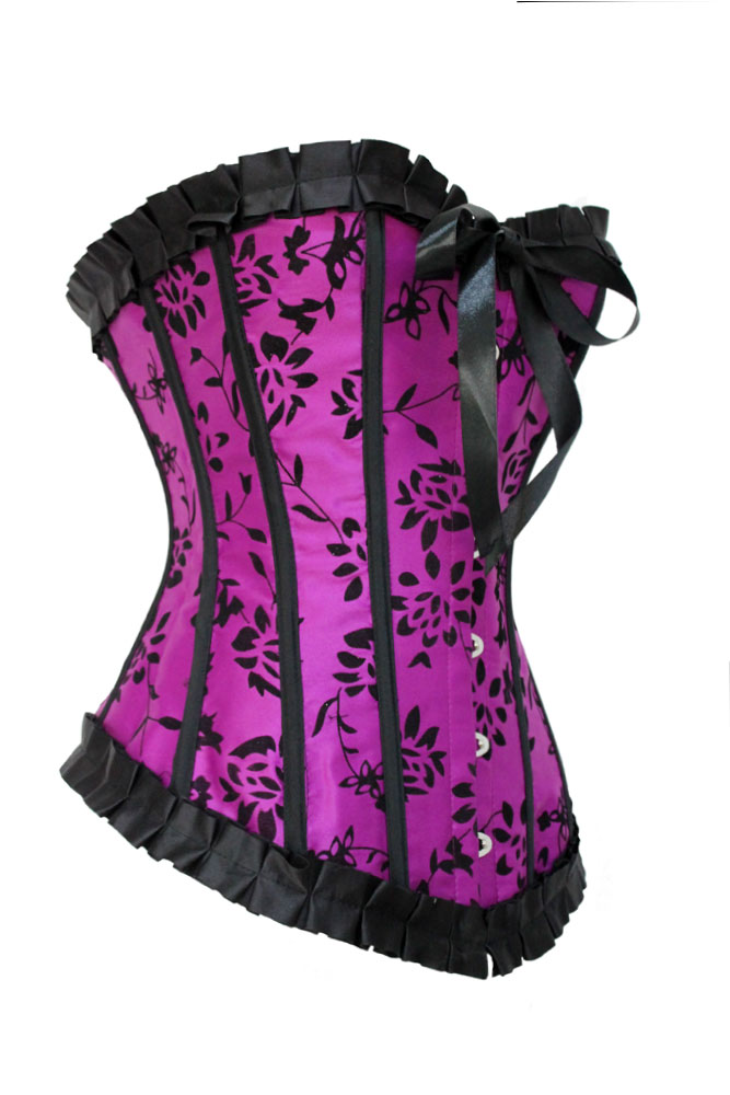 2013 Fashion royal vest body shaping corset purple flock printing embroidery lacing 5254 - 2 free shipping