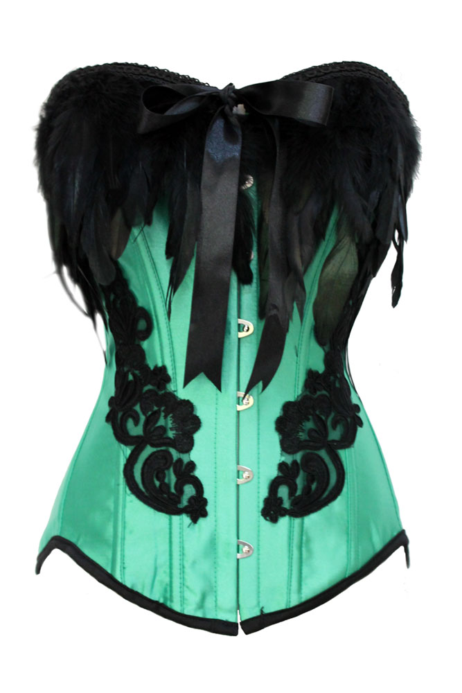 2013 fashion royal vest green body shaping corset feather decoration lacing 5222