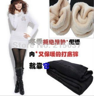 2013 Fashion sexy ladies double Mink Cashmere warm pants false through meat leggings thick pantyhose stockings ,Free shipping