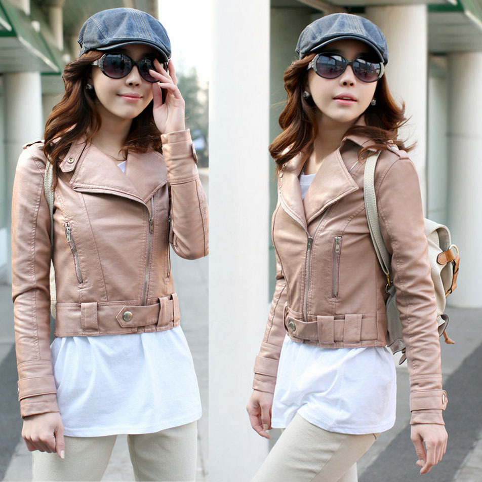 2013 fashion summer the trend of women short design slim zipper small leather motorcycle clothing