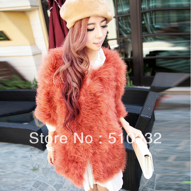 2013 fashion turkey fur coat ostrich fur outerwear medium-long fur coat