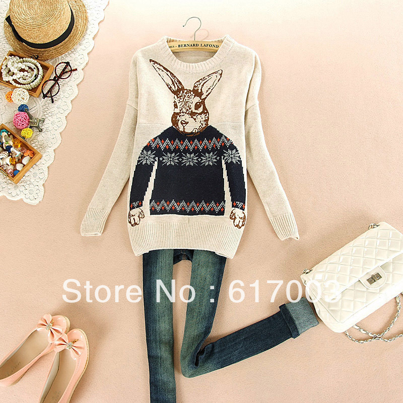 2013 Fashion vintage Spring and Autumn women's animal print pullover sweater dress ladies formal cardigan