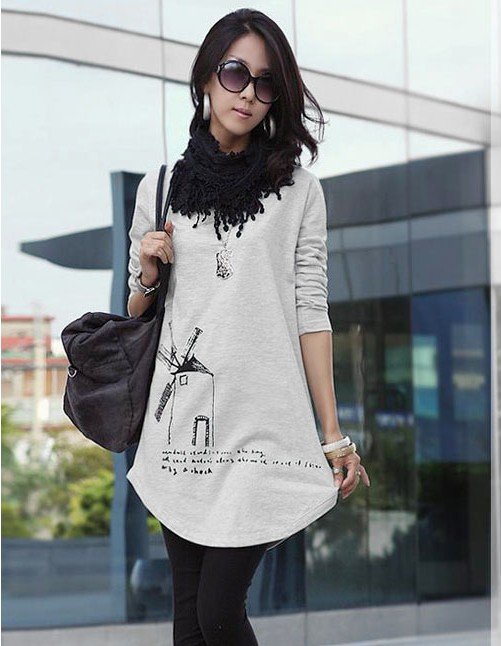 2013 Fashion wild new solid color long-sleeved round neck T-shirt printing quality T-shirt long paragraph