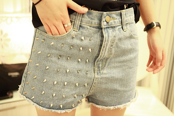 2013 Fashion woman Jeans Chick rivet vintage sexy denim shorts high waisted denim shorts for women and lady