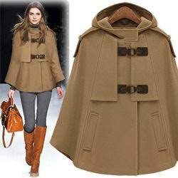 2013 fashion women coat long Star style fashion handsome stand collar with a hood cloak outerwear camel Dark Blue