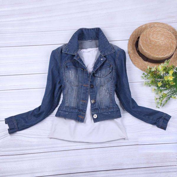 2013 fashion Women's jeans Blazer short design denim coat casual long-sleeve turn-down collar slim top size S,M,L