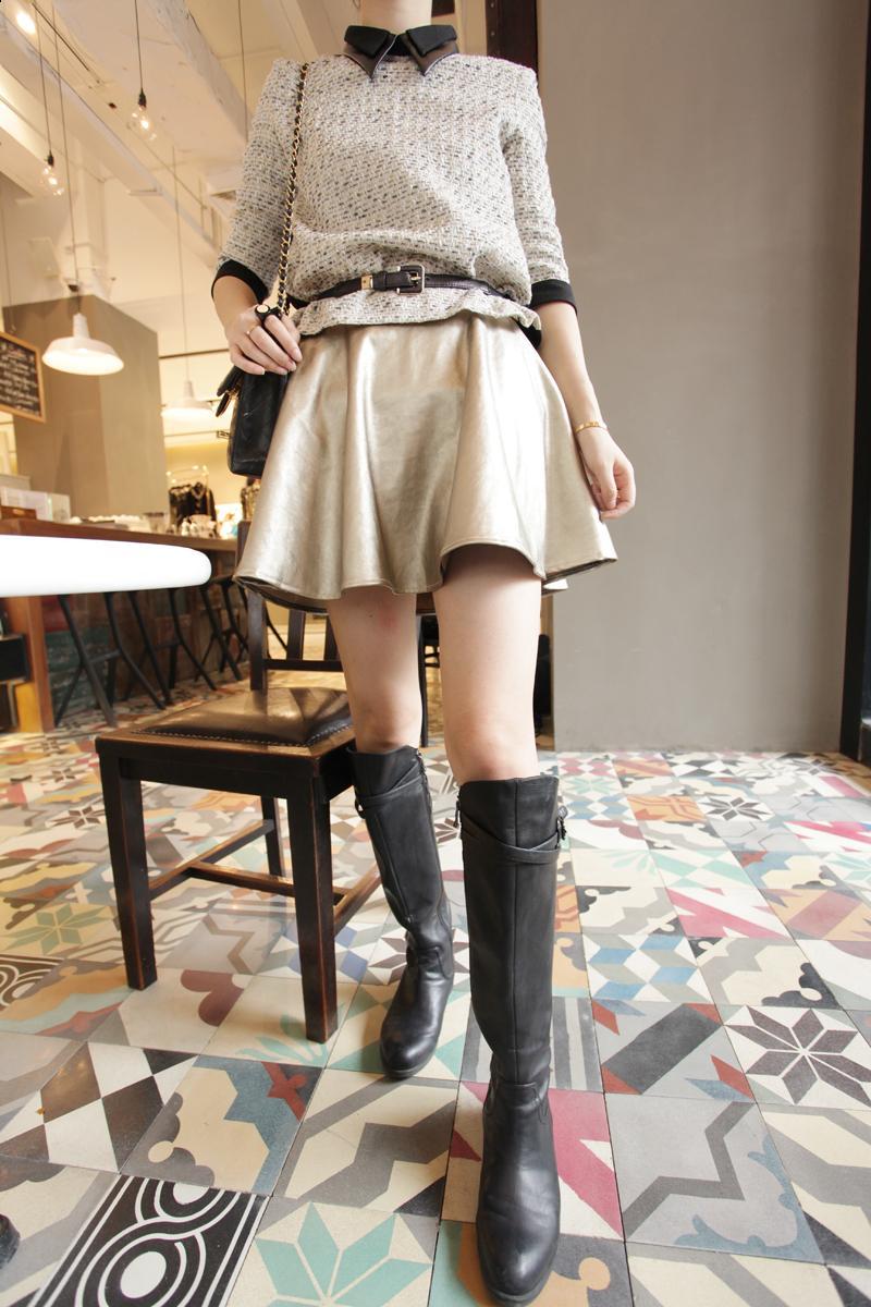 2013 fashuon Issdm 2012 vintage leather skirt fashion 091931