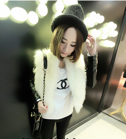 2013 faux fox fur female slim outerwear short design vest white vest