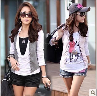 2013 female all-match rivet vest top sleeveless vest coat slim vest autumn and winter