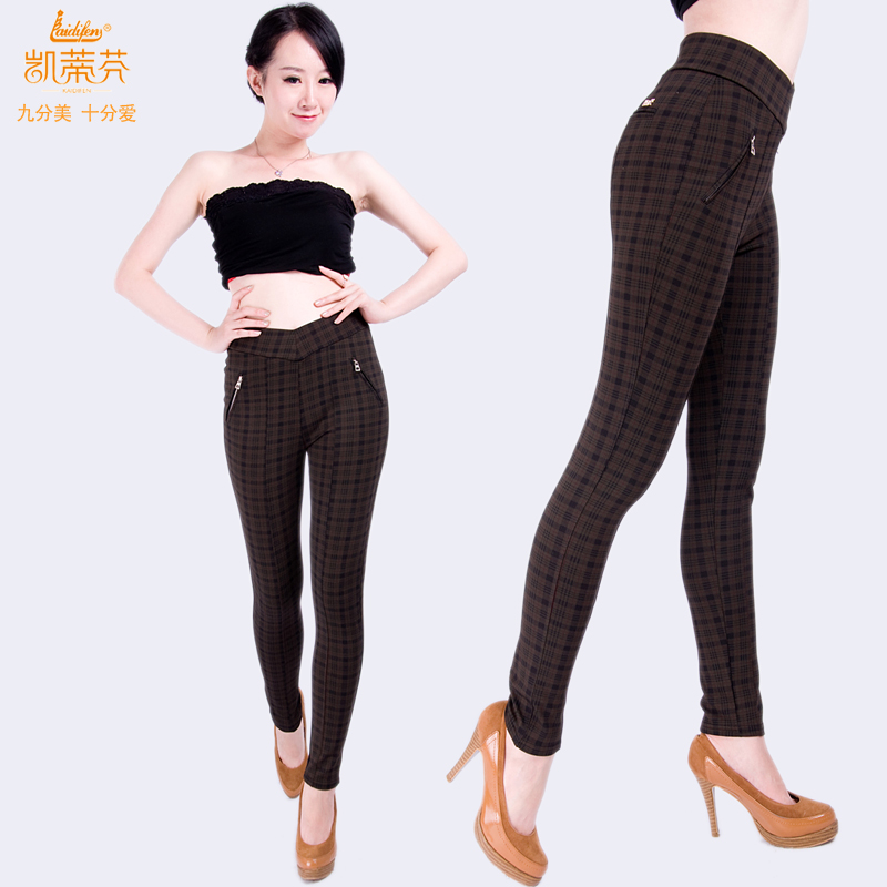 2013 female k687 metal decoration beauty care single tier thin plaid nylon seamless trousers thermal