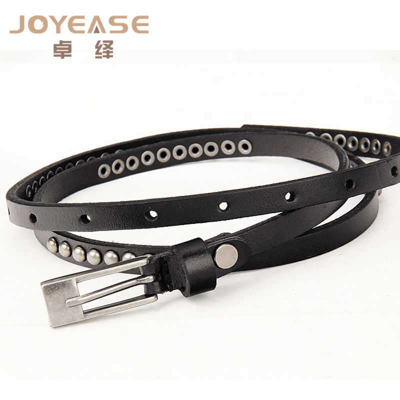 2013 first layer of cowhide rivet decoration belt tieclasps decoration strap genuine leather