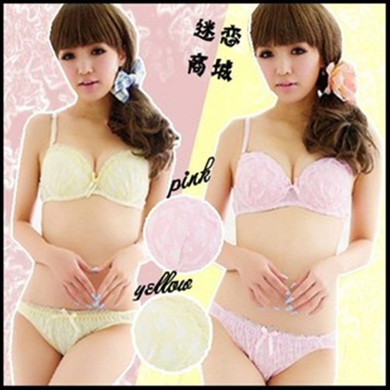 2013 flowers chiffon lace jacquard dot underwear exquisite paragraph bra set