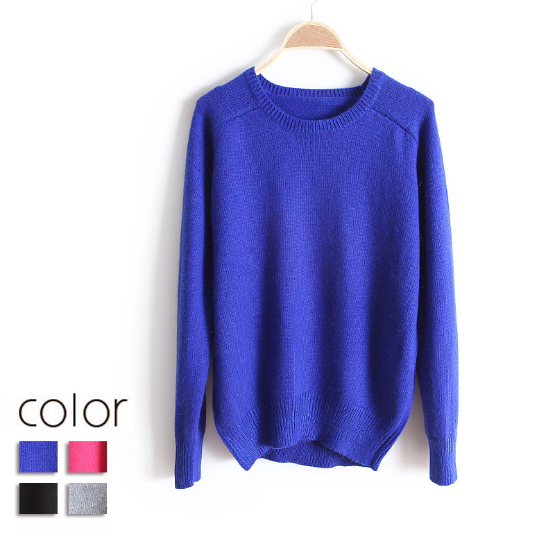 2013 formal o-neck fashion solid color medium-long basic sweater wx1277