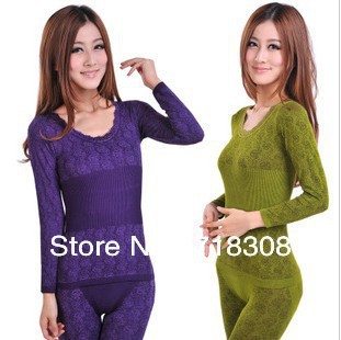 2013 free shiping THIN Sexy tight Seamless Body Sculpting a set of Women's Thermal Underwear Set NO velvet winter warm