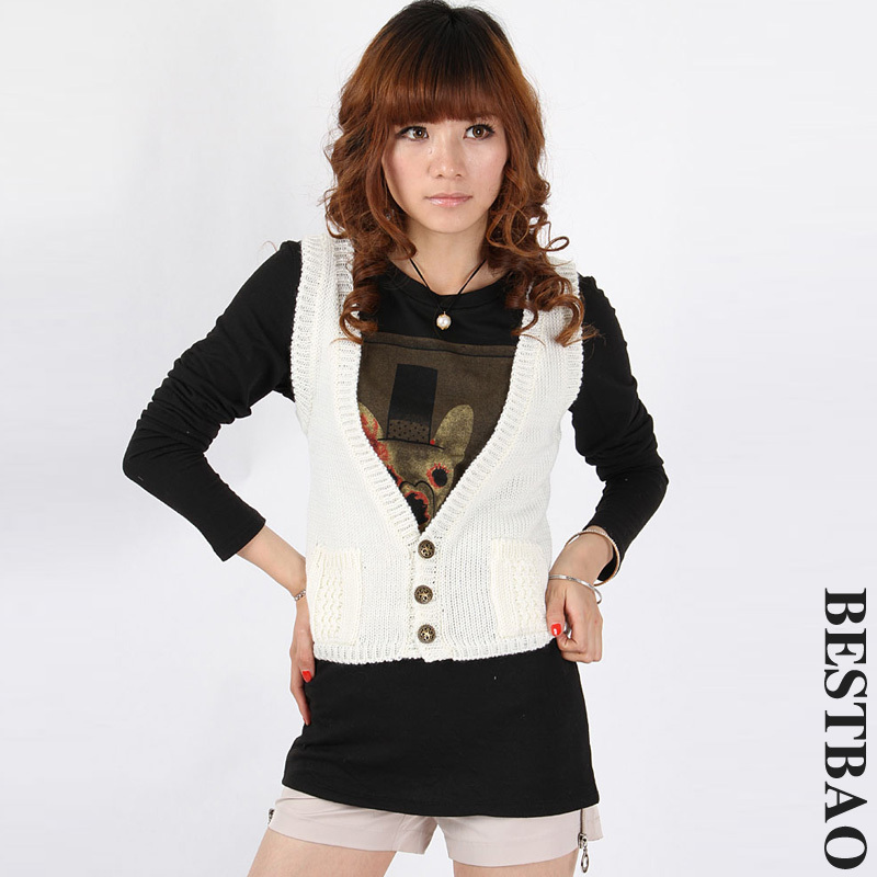 2013 free shipping 2879 kaross exquisite sleeveless cardigan back empty thread yarn vest bestbao female