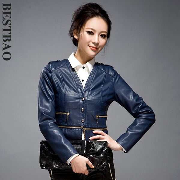 2013 free shipping 3024 fashion handsome leather clothing unique sweep detachable exquisite single breasted bestbao