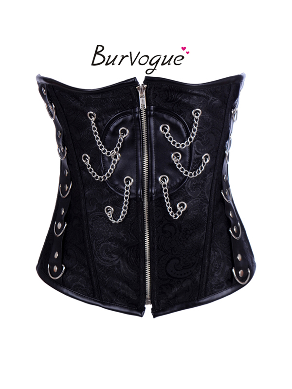 2013 free shipping black steel boned leather sexy corset bustier