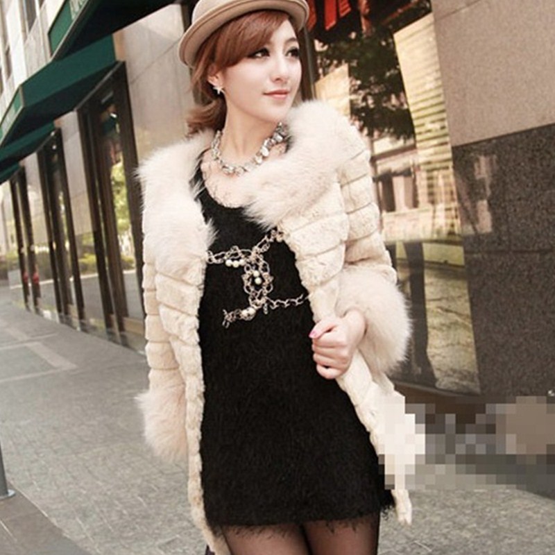 2013  free shipping fashiong fox fur long coats for women winter snow fox coat women