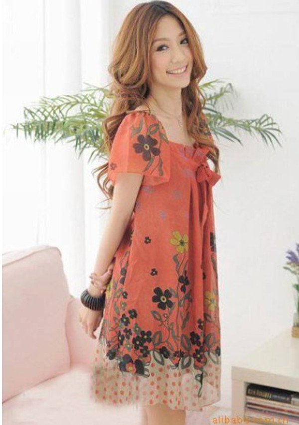 2013 Free shipping Ladies' Fashion  Summer Loose Dress Women's Puff Sleeve Dress On Sale