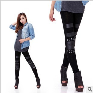 2013 free shipping modal women's slim fit Leggings fashion stretchy Pants Tights Legwear Pants matt imitation leather No.3007