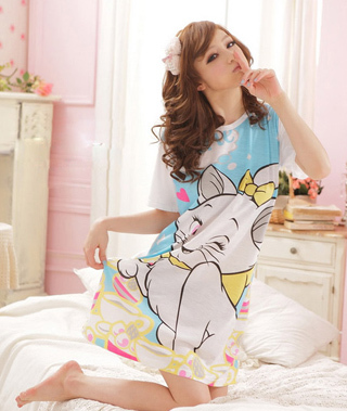 2013 Free Shipping New Arrival New arrival s 5054 cat nightgown lounge casual real pictures with model 280g