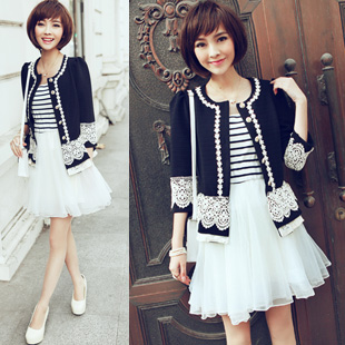 2013 Free Shipping New Arrival R 8926 real pictures with model 2013 spring border fashion vintage half sleeve outerwear 2-440g