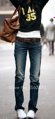 2013 Free shipping New Arrive Korean Fashion Slim Ruffle Denim Jeans