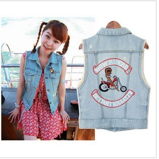 2013 free shipping Submissively clothing 2011 cool slim denim vest waistcoat vest