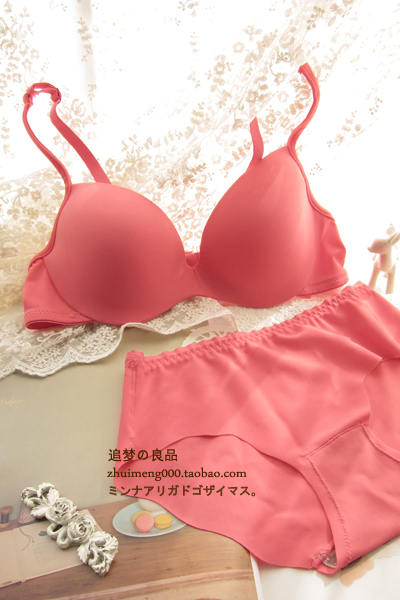 2013 free shipping Watermelon red . one piece push up sexy bra underwear set brief sweet sexy underwear set