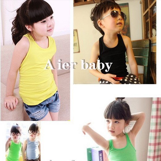 2013 Free shipping  Wholesale Baby Sleeveless boy and girls  vest children/baby/kids summer top Star Candy colors baby tank tops