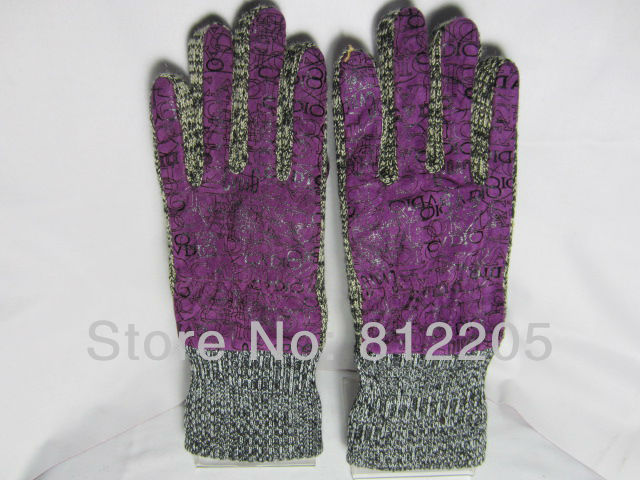 2013 Free shipping Wholesale woman winter purple pigskin leather gloves GY103