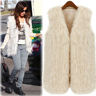 2013 Free Shipping Winter Fashion All-match Hunting Long Design  Faux Fur Vest