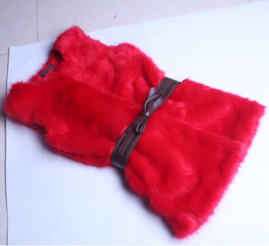 2013 free shipping Winter medium-long  autumn and winter fashion women's fur vest waistcoat fur coat red