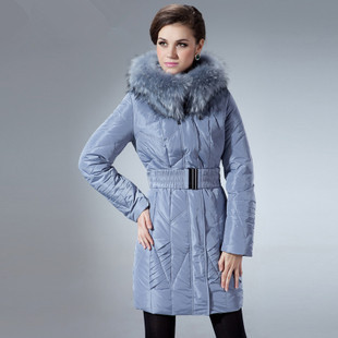 2013 free shipping winter new woman big raccoon fur collar thickened slim long paragraph down outerwear