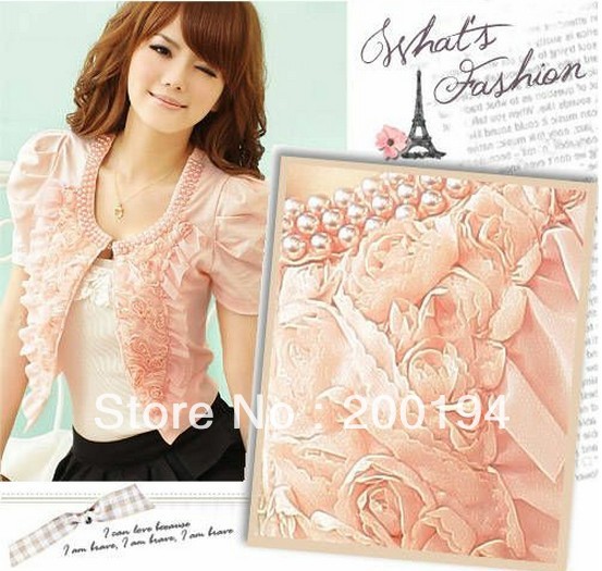 2013 Free Shipping women Rose petals small shawl jacket ladies coat Women's Suit ,3 colors