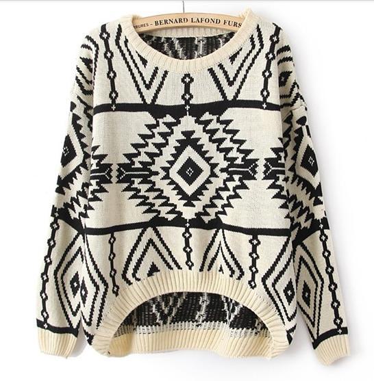 2013 free shipping women's pullovers geometry loose sweater