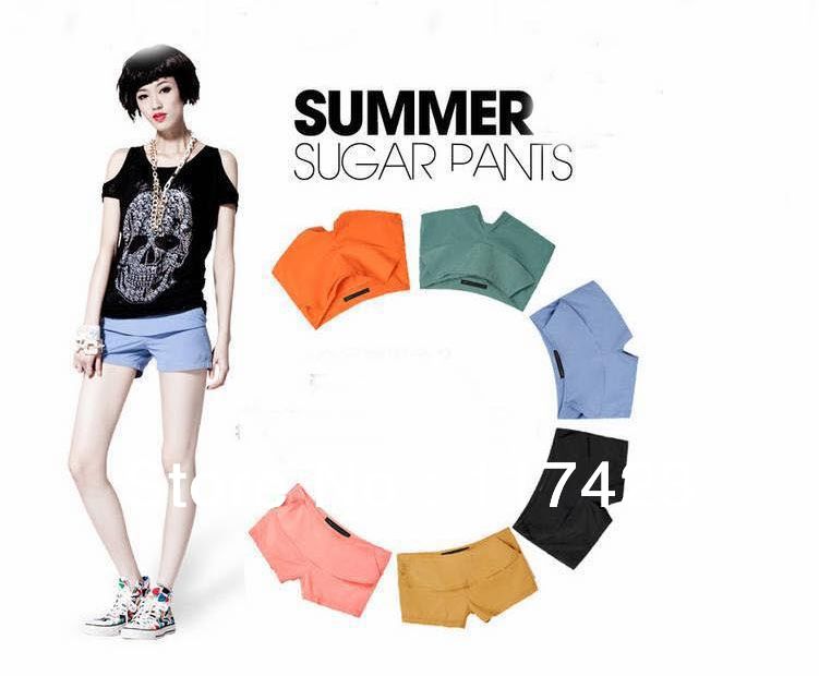 2013 Free Shipping Women Summer Orange Short Ladies' Casual Colorful Black Pants Size S-XL Six Colors Size X-XL M008