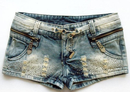 2013 Free Shipping Zipper Paillette Ornament Pockets Shorts for Summer Denim Shorts Women SL13011502