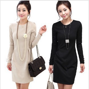 2013 Free Shipping2013 spring and summer new Korean ladies wind OL commuter Slim was thin long-sleeved dress 1387