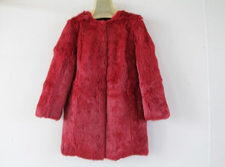 2013 full leather rabbit fur coat medium-long o-neck women's fur coat