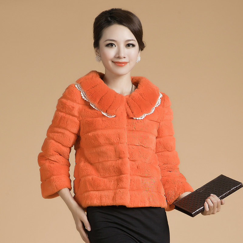 2013 fur coat autumn and winter slim full leather rex rabbit hair outerwear l409