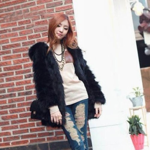 2013 fur hooded overcoat fox fur rabbit fur mink outerwear long design Women