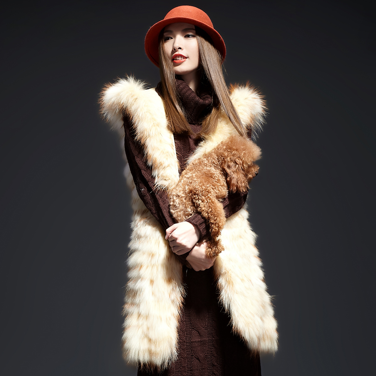 2013 fur vest raccoon fur hooded positive and negative two ways lj6028